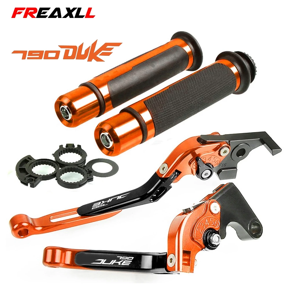 

For KTM 790 DUKE duke790 2018 2019 Motorcycle CNC Adjustable Foldable Brake Clutch Lever Handle Grips With 790DUKE LOGO