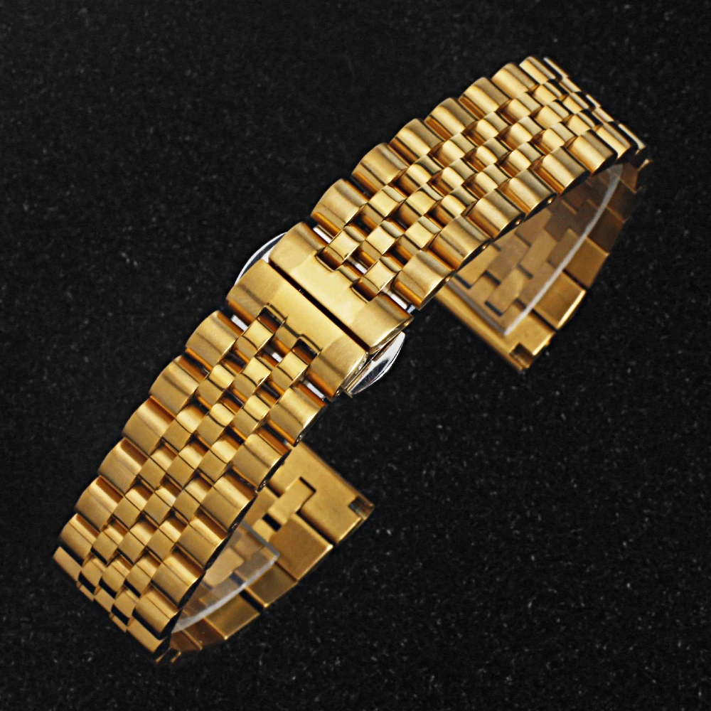 gold UTHAI S12 металлические Ремешки для наручных часов браслет 14-24 мм ремешок для часов модный серебристый твердый роскошный ремешок из нержавеющей стали 22 мм ремешок для часов - Цвет ремешка: gold