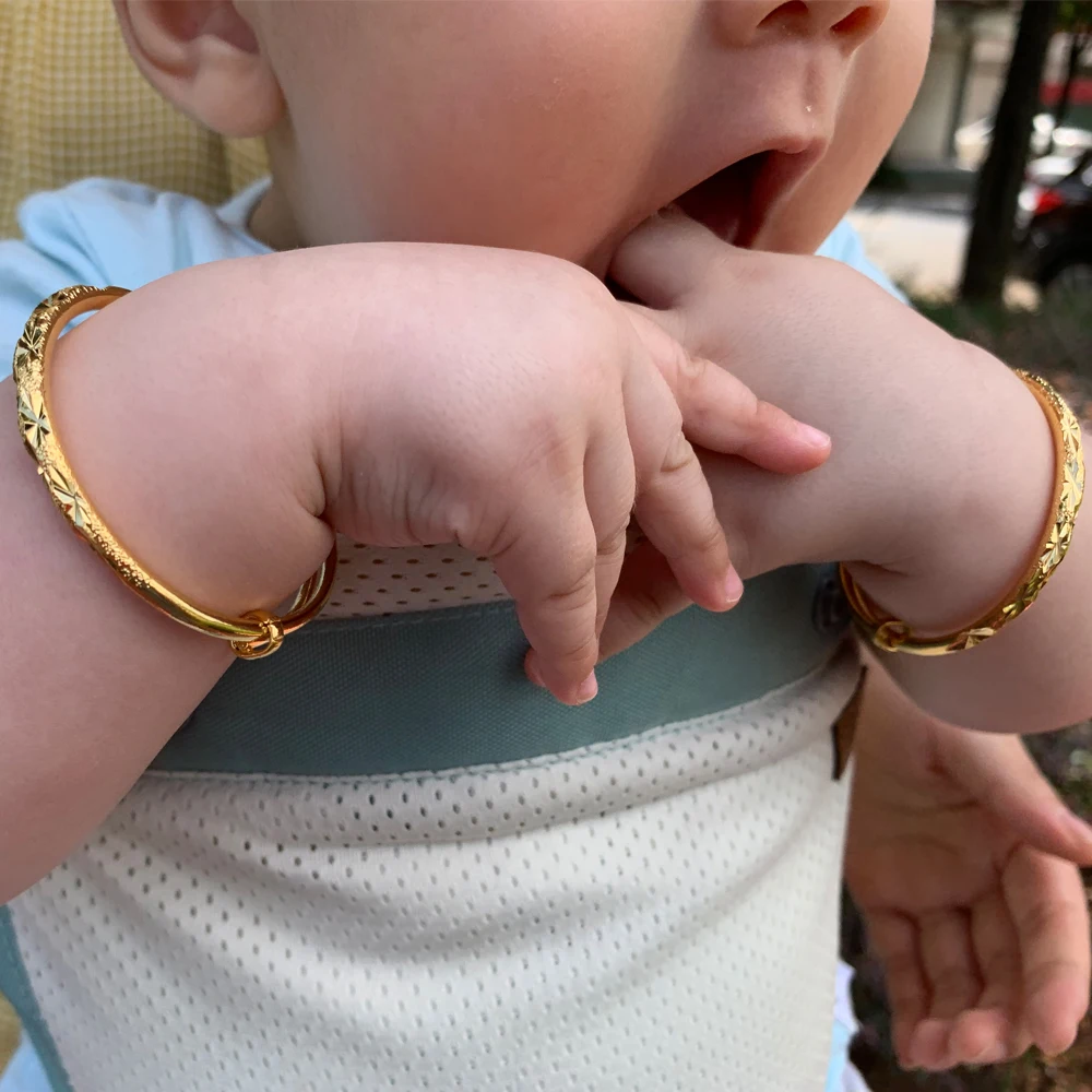 Ethlyn 2pcs/lot  Ethiopian /Arab/African Lucky Stars Baby Kids Children  Gold Color Birthday Bangle Bracelet Jewelry Gift B151 5