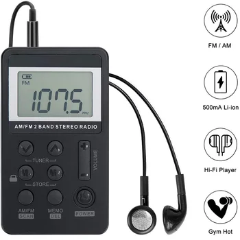 

Hot Mini AM/FM Pocket Radio Portable Digital Tuning Walkman Rechargeable Radio not have the Speaker Suitable for jogging walking