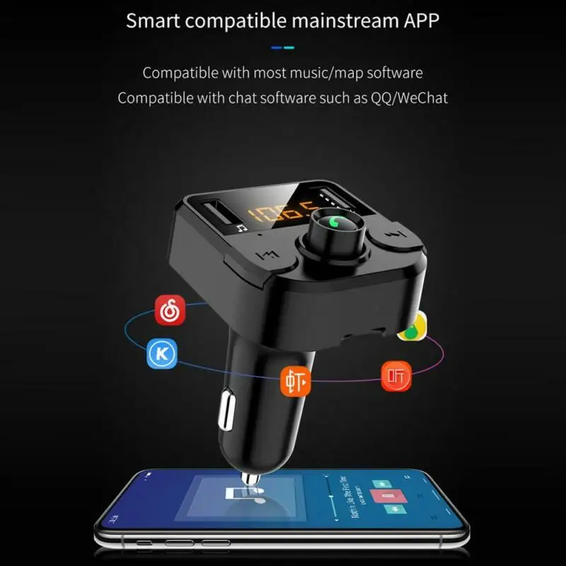 Bluetooth 5 0 беспроводной Автомобильный MP3 FM передатчик автомобильный радиоадаптер 2