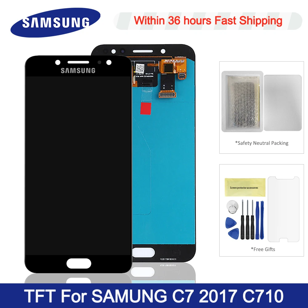 Регулируемая яркость TFT для 5 ''Samsung Galaxy C7 2017 ЖК дисплей + сенсорный экран