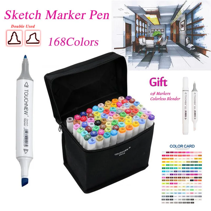168 Farben Marker Set Twin Tip Graffiti Draw Pens Marker Künstler Permanent