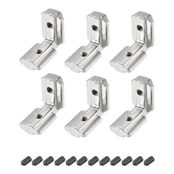 

uxcell Interior Joint Bracket, Corner Connector 4040 Series Slot 8mm with Screws, 6 Pcs