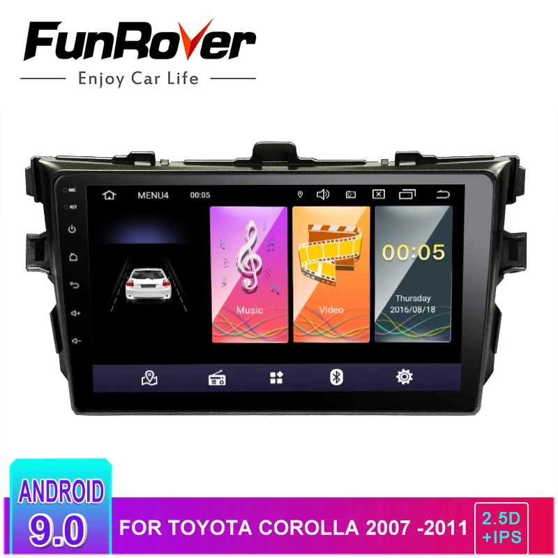 Top Funrover android 9.0 2.5D+IPS car dvd gps navigation player for Toyota corolla 2007-2011car auto radio Multimedia stereo DSP BT 0 Top Funrover android 9.0 2.5D+IPS car dvd gps navigation player for Toyota corolla 2007-2011car auto radio Multimedia stereo DSP BT 0