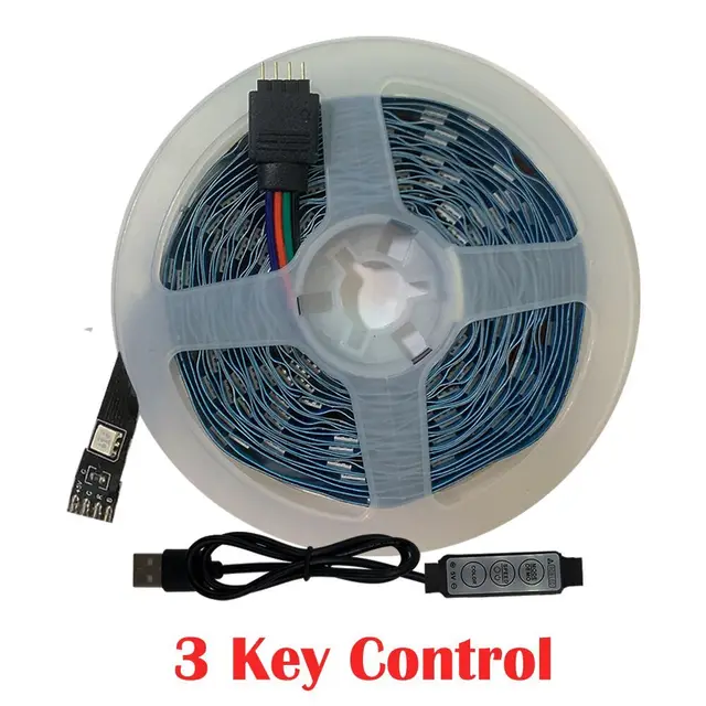 RGB LED Lights Strip 5050 Bluetooth Control USB 5V White Flexible Lamp Tape Diode Festival Fita Bedroom Tira Luces TV Desk Luz 3 Key Control