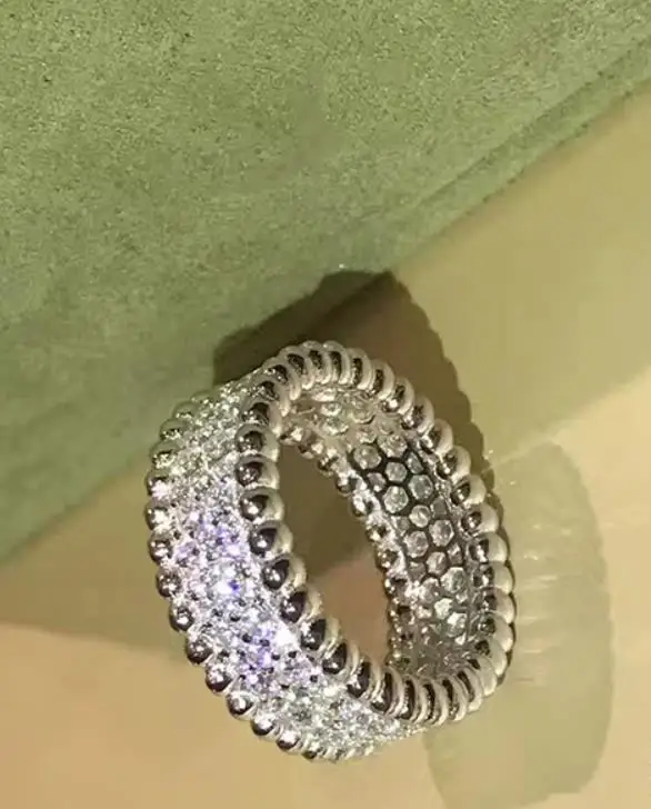 

925 Sterling silver Jewelry fashion crystal gold Circle Round Silver Rings pave Full Stone Rose Gold Rings Wedding party jewelry