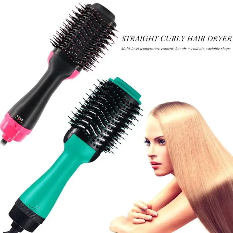 

Electric Professional Volumizer 2 in 1 Straight Curly Hair Dryer Infrared Negative Ion Straight Curling Salon Roller Styler Comb