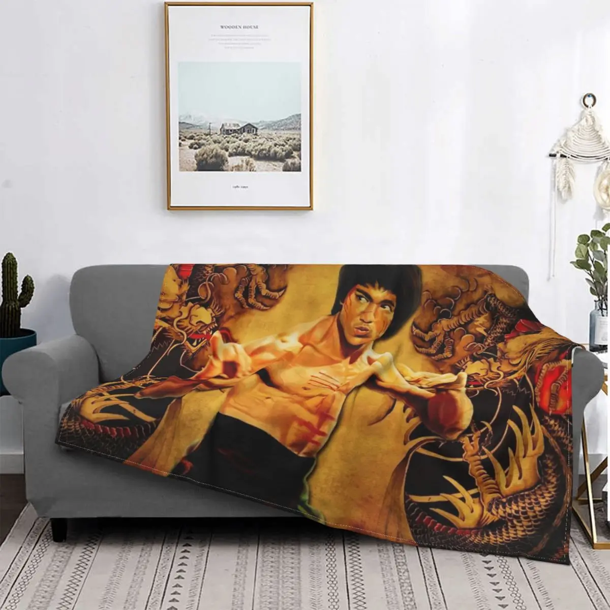 

Bruce Lee Blankets Fleece Decoration Ultra-Soft Throw Blankets for Bedding Bedroom Plush Thin Quilt
