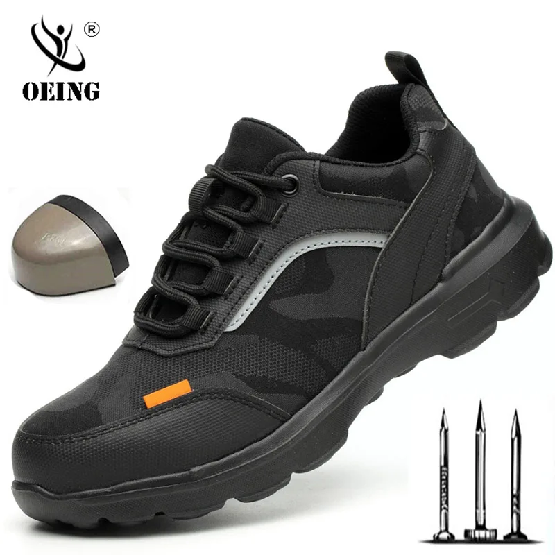 

New Men Safety Shoes Boots Breathable Work Shoes for Men Protective Steel Toe Cap Boots Work Indestructible Construction Shoes
