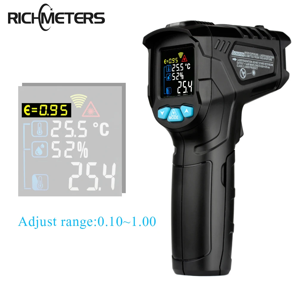 

RICHMETERS 550PRO Digital infrared Thermometer laser Temperature Gun Colorful LCD Screen Pyrometer High/Low Alarm
