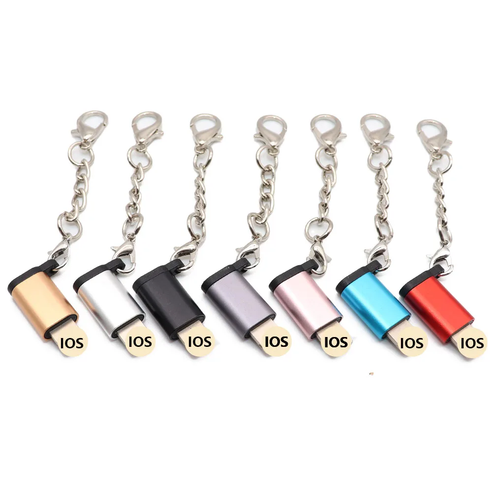 Адаптер Micro USB для освещения 8Pin для адаптер Apple с брелоком для IPhone X XS XR 6 7Plus синхронизация зарядное устройство OTG конвертер