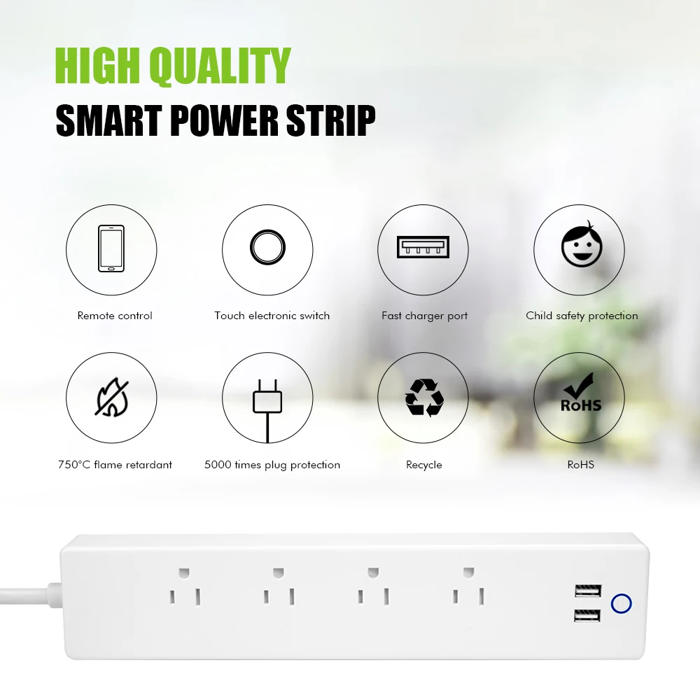 Frankever стиль Wifi USB power Strip Smart EU UK US Plug Переключатель перегрузки 4 выхода 4 порта USB зарядное устройство 15A Wifi розетка