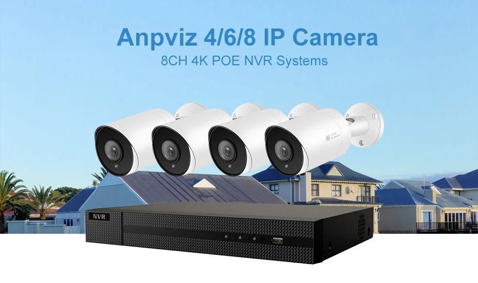 Anpviz Новинка 4K 8CH POE NVR комплект Plug& Play 8-канальная система безопасности камера 8 шт 8MP Bullet IP камера наружная Поддержка Onvif
