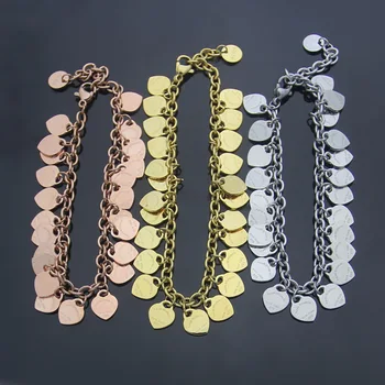 

Titanium steel mini T letter multi peach heart bracelet for women's foreign trade multi love bracelet