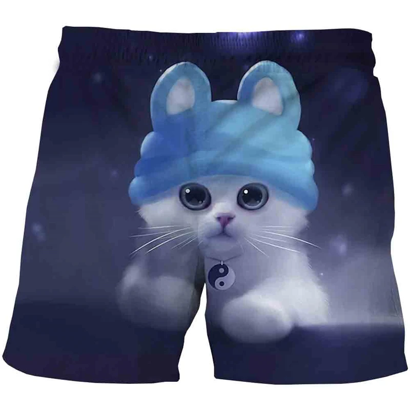 

2020 Summer Child Fashion Thin Shorts Cartoon Cute Cats Girl Shorts 3D Kids Animal Print Funny Shorts Boy Loose Short Pants