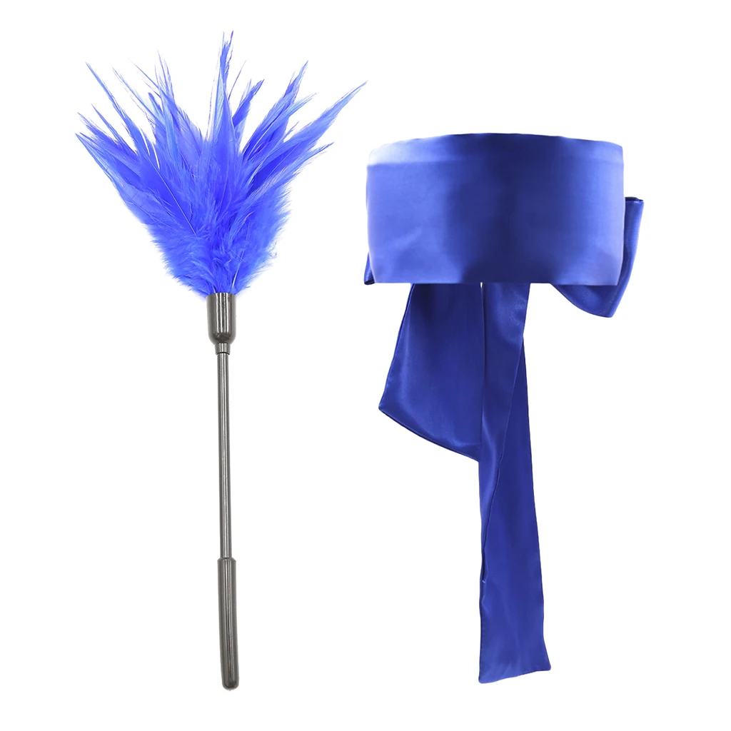 Satin Blindfold Eye Mask Feather Tickler Whip Naughty Party Game Adults Toys 
