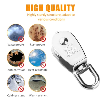 

2Pcs/Set Stainless Steel M25 Crane Pulley Block Lifting Crane Single Wheel Swivel Hook Single Hanging Wire Towing Wheel Tool