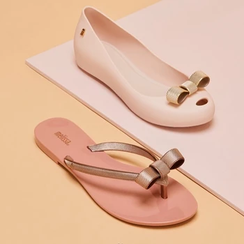 

Melissa Original Women Adulto Jelly Sandals Bow 2020 Fashion New Summer Sandalias Melissa Female Shoes Non-slip Women Sandals