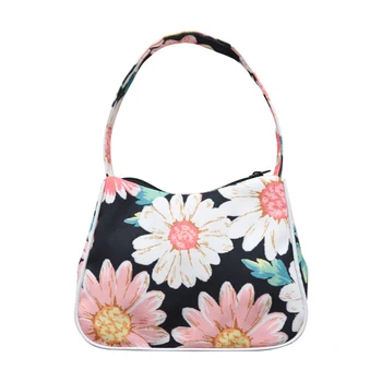 

Casual Clutch Bags For Women Retro Canvas Handbag Small Hand Purse Fashion Mini Shoulder Bag Female Vintage Print Armpit Bag