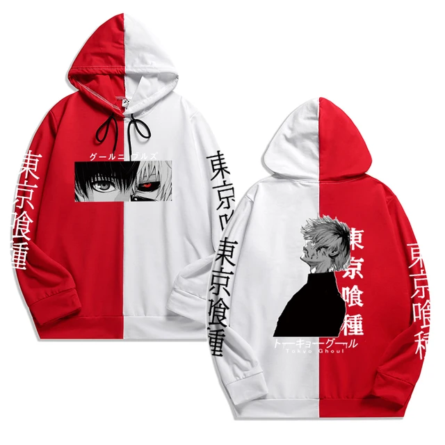 Tokyo Ghoul Anime Hoodie Pullovers Sweatshirts Ken Kaneki Graphic Printed Tops Casual Hip Hop Streetwear Red 4