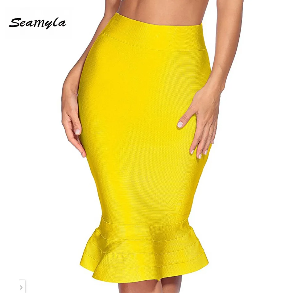 Seamyla-2019-New-Bandage-Skirts-Knee-Length-Stretchy-Mermaid-Skirts-Sexy-Bodycon-Winter-Clubwear-Women-Skirts
