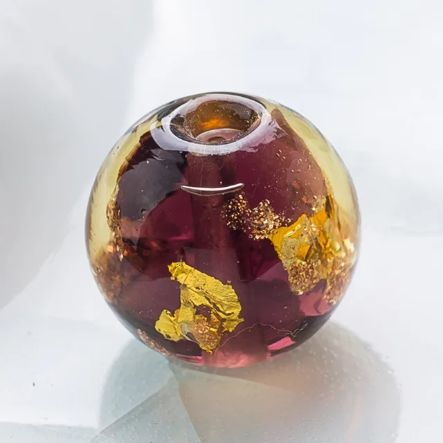 Round 10mm 12mm Gold Foil Pattern Handmade Lampwork Glass Loose Beads for Jewelry Making DIY Crafts Findings Purple