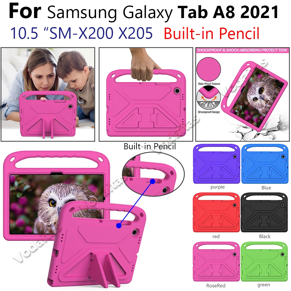 Custodia Eva Sicura Per Bambini Per Samsung Galaxy Tab Tab A8 2021 Copertura Del Supporto Della Maniglia Per Galaxy Tab A8 10.5 2021 Sm-X200 X205 Tabl
