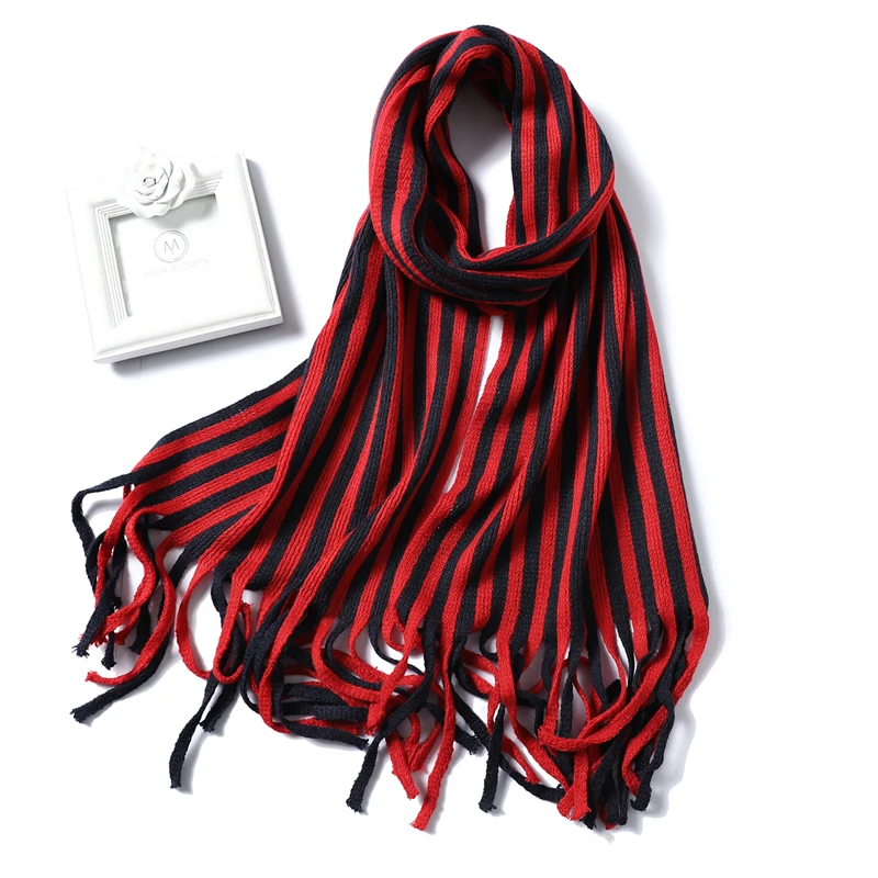 Зимний женский шарф теплый для шеи вязаные шарфы длинный размер с кисточкой женские шали и Обертывания платок-Бандана Femme Мода Новинка - Цвет: WJ85-13