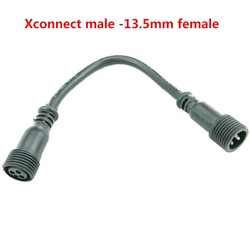 

ETOP 10 pcs/lot 3 core Xconnect male connector to 3 core 13.5mm female connector;20cm long;18AWG black round wire