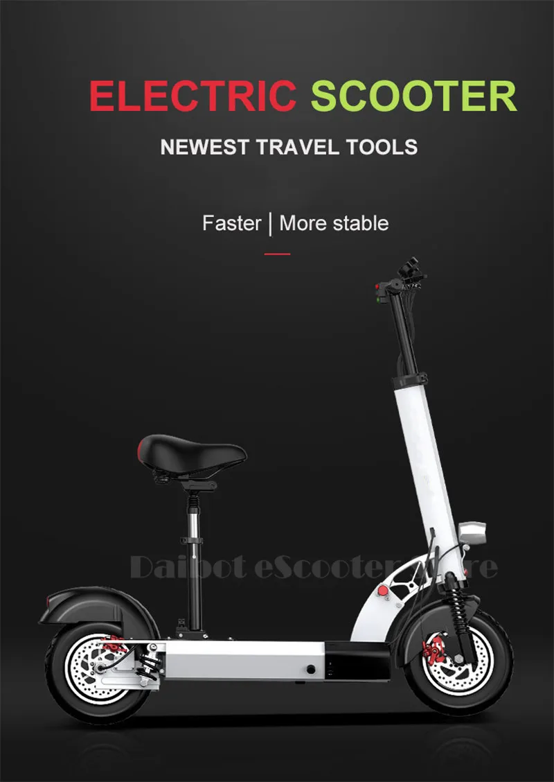 Daibot Folding Electric Bike 48V Two Wheel Electric Scooters 10 inch Motor 500W Portable With Seat Electric Scooters Adults      (23)