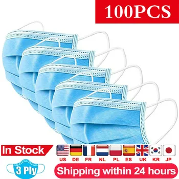 

Fast 50/100pcs Anti-Pollution 3 Laye Mask dust protection Masks Disposable Face Masks Elastic Ear Disposable Safety Mask