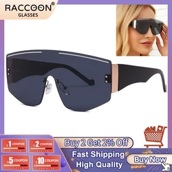 Fashion Rimless Oversized One-Piece Sunglasses Square Women Luxury Brand Designer Goggle Men Windproof Vintage Big Sun Glasses