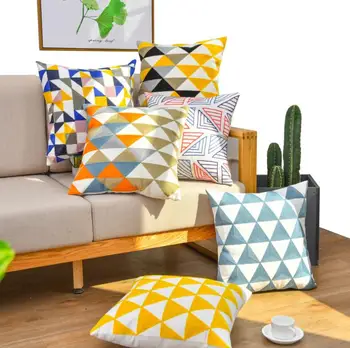 

NEW Kilim Style Embroidery Cushion Cover Geometric Aztec Pillow Case with Embroidered For Sofa Seat Simple Home Decor 45*45cm