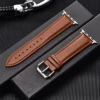 Import Calfskin Soft Leather Watchband 38 40 42 44mm for iwatch 5 4 3 2 1 Business Style Replace Strap for Apple Watch 6 Band ► Photo 2/6