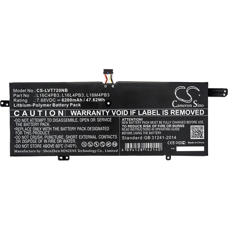 Cameron Sino для lenovo L16C4PB3 IdeaPad 720 s, IdeaPad 720S-13, Ideapad 720S-13ARR 6200 мАч/47.62Wh