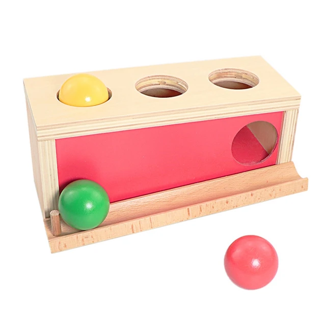 Baby Wood Montessori Materials Knocking Ball Box Toys for Children Imbucare Box Montessori Materials Teaching Aids Infants Gift Knocking Ball Table