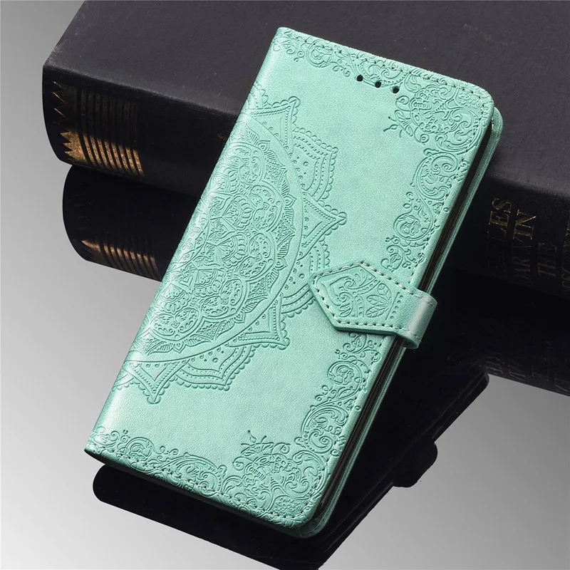 Green Кожаный чехол с 3D цветком для iPhone 11 Pro X XS Max SE 5 5S 5SE 6 6S 7 8 Plus, чехол-кошелек для iPhone 11, чехол для iPhone XR - Цвет: Green