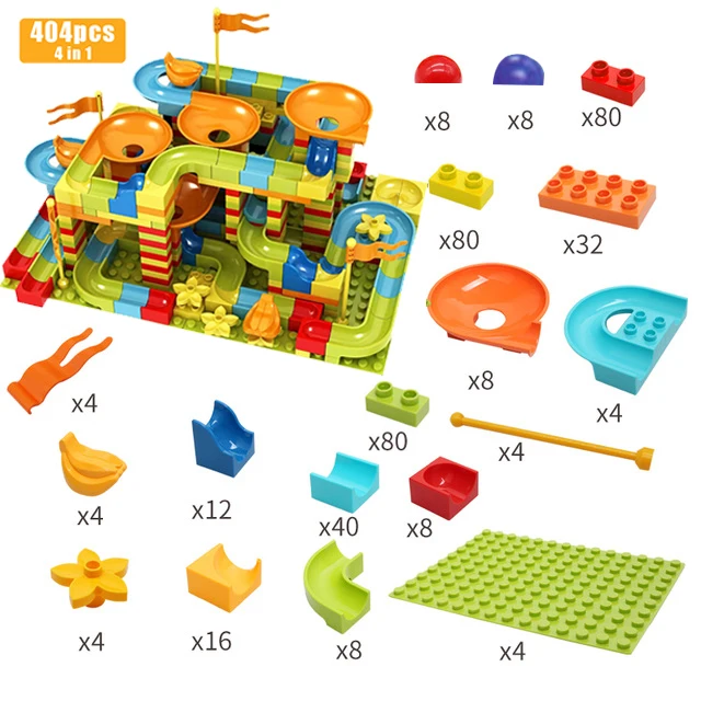 101 404 PCS Marble Race Run Maze Balls Track Building Blocks DIY Funnel Slide Assemble Bricks 5