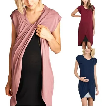 

Pregnant Maternity Dresses Stripe Tunic Breastfeeding Summer Maternity Clothes Pregnancy Dress Vetement Femme