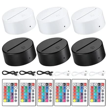 3D Night LED Light Lamp Base 16 Colors LED Light Display Base with Remote Control and USB Cable,for Restaurant Room Shop