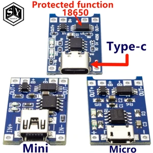 Зарядная плата TP4056 18650, 1 шт., 5 В, 1 А, Micro USB 18650, type-c, литиевая батарея, модуль зарядного устройства + Двойная функция защиты TP4056