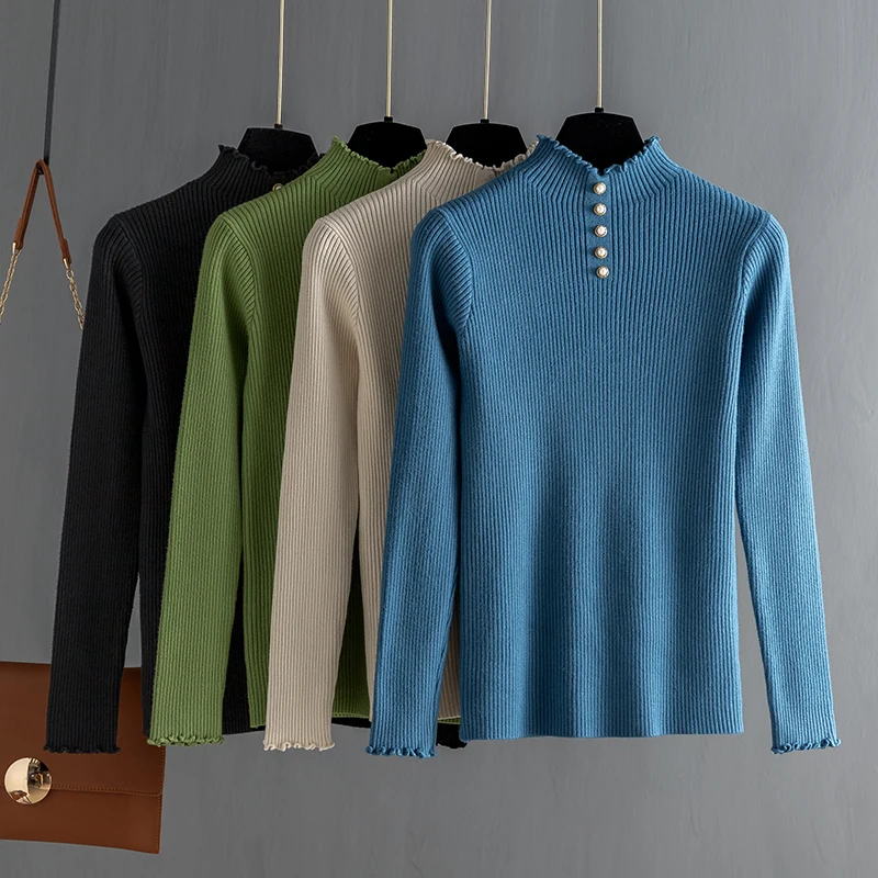 772.57руб. 36% СКИДКА|GIGOGOU, водолазка, шикарный вязаный свитер для женщин, Осень зима, толстый теплый вязаный зимний свитер, джемпер, Женский пуловер, топ с бусинами-in Пуловеры from Женская одежда on AliExpress - 11.11_Double 11_Singles' Day