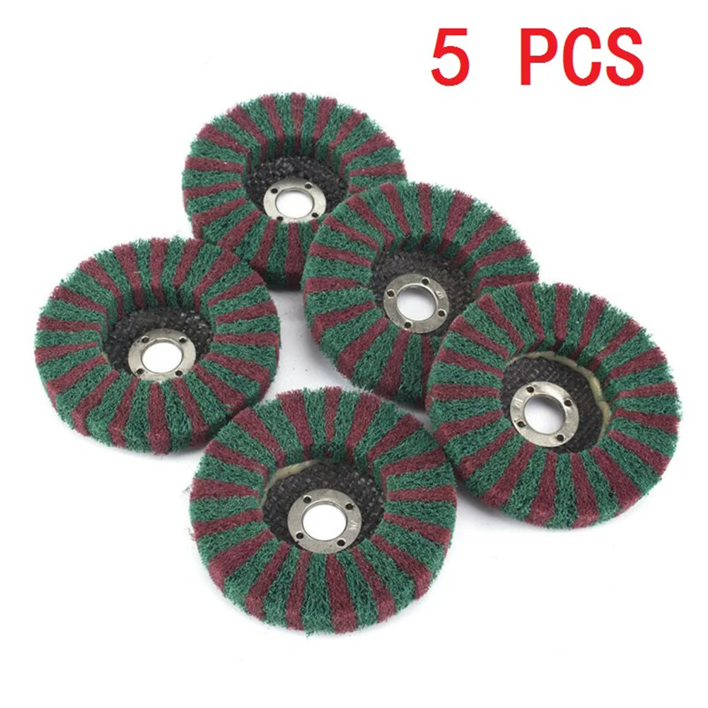 5Pcs 4&quot Non-Woven Fiber Flap Polishing Grinding Wheel Disc Pad For Angle Grinder Scouring | Инструменты