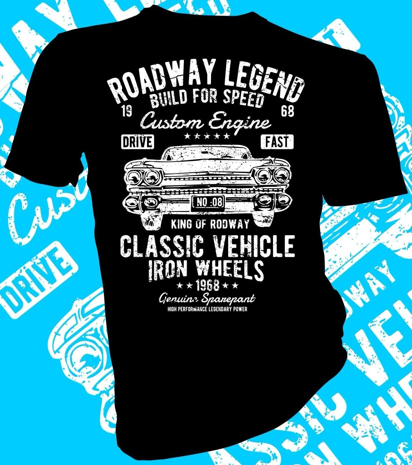 Мужская классическая футболка с железными колесами Roadway Legend 50s унисекс для