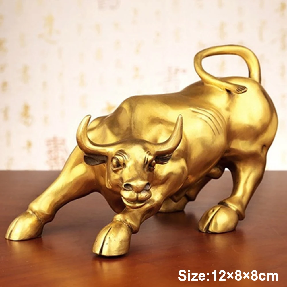 100% Brass Bull Wall Street Cattle Sculpture Copper Mascot Gift Statue Exquisite Office Decoration Crafts Ornament Cow Busi Y6L6 | Дом и сад
