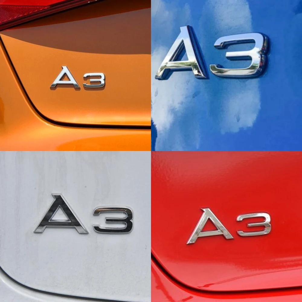 

Chrome A3 Letters Sticker Car Rear Trunk Sticker For Audi A3 A6 C6 A4 B8 A8 A7 A5 Q5 Q7 A3 Logo Sticker Auto Tuning Accessoies