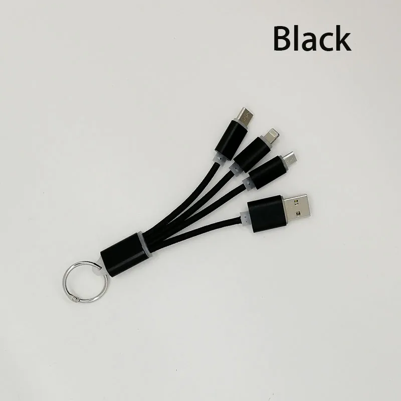 3 в 1 брелок Портативный микро Тип usb C мульти Зарядное устройство кабель для huawei p30 p20 y9 honor 20i 9 lite 9i 9x 8x 7c 7x 8a Примечание 10 8 - Цвет: Black