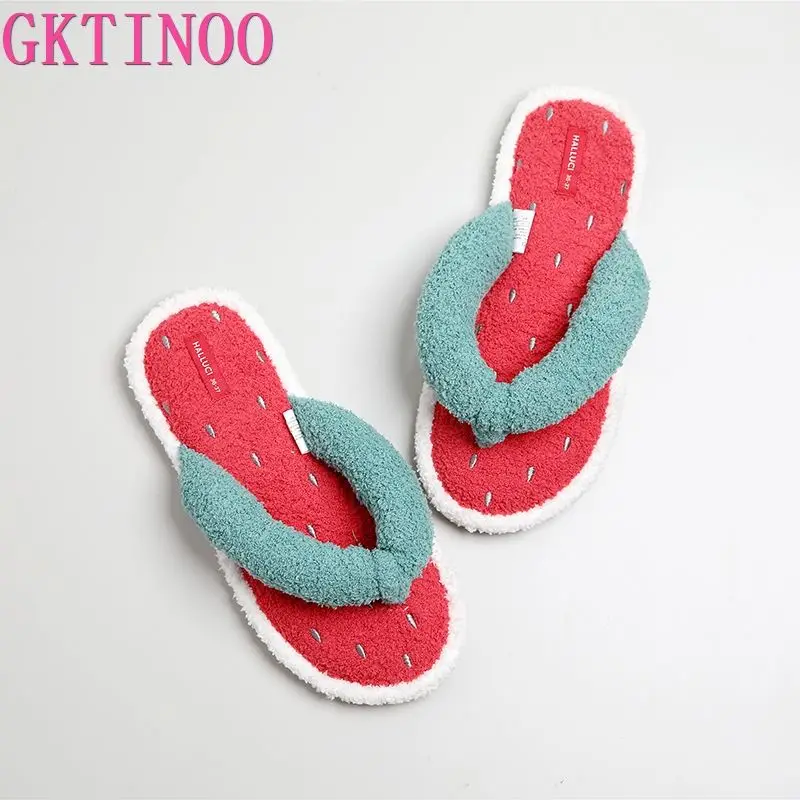 Женские домашние тапочки GKTINOO мягкие теплые Нескользящие шлепанцы для спальни