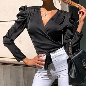 

Sexy blusas women Deep V-neck Slim Street Hipsters plus size shirt womens tops and blouses